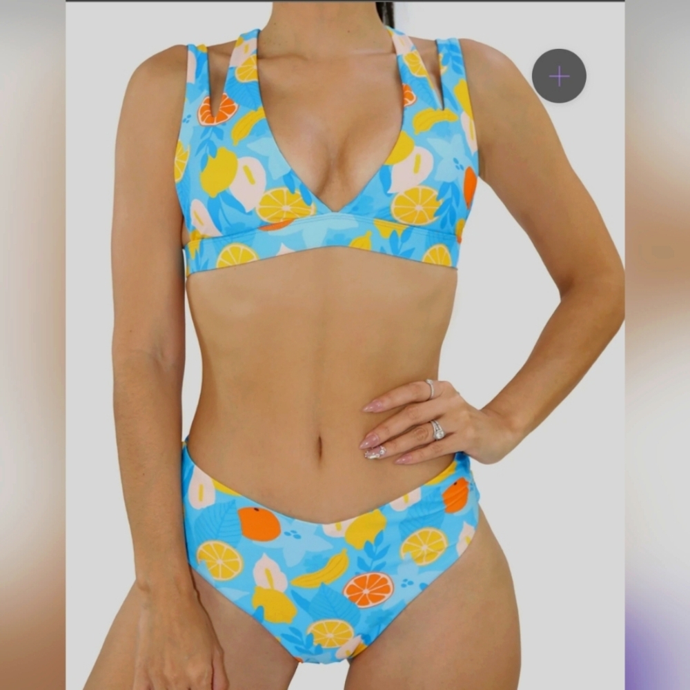 Maripily 2 Piece Turquoise Fruity Swimwear